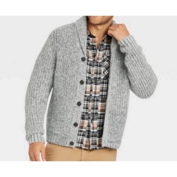 Goodfellow & Co Other - GoodFellow & Co Men's Cardigan Sweater L Large Gray Flecks Washable